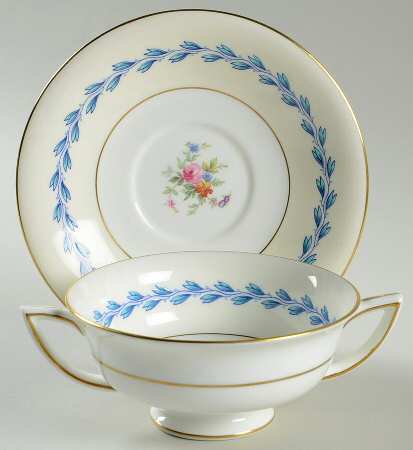 S383 Footed Cream Soup Bowl & Saucer Set