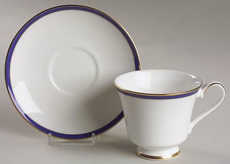 Saturn Cobalt Blue Footed Cup & Saucer Set