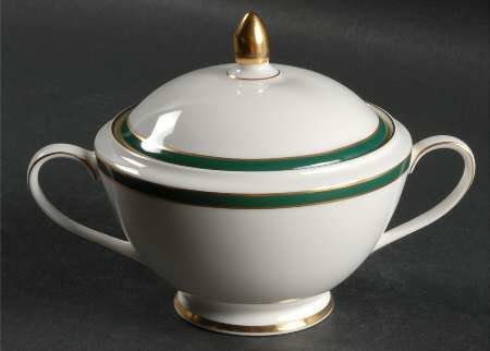Saturn Green Sugar Bowl & Lid