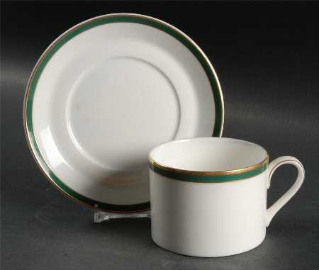 Saturn Green Flat Cup & Saucer Set