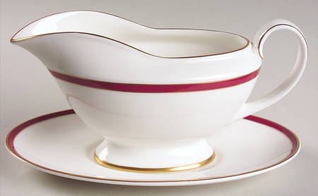 Saturn Ruby Crimson Gravy Boat & Underplate