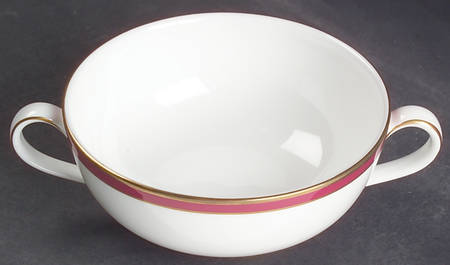Saturn Ruby Crimson Footed Cream Soup Bowl