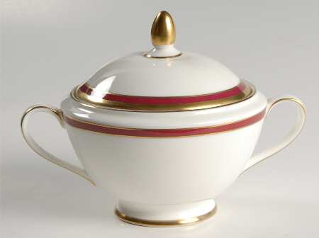 Saturn Ruby Crimson Sugar Bowl & Lid