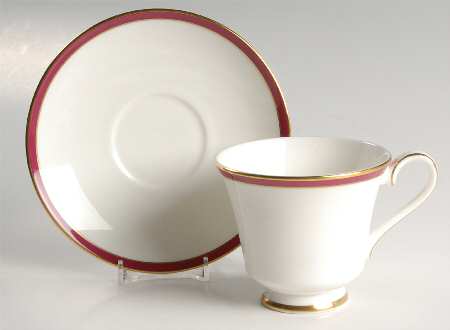 Saturn Ruby Crimson Footed Cup & Saucer Set