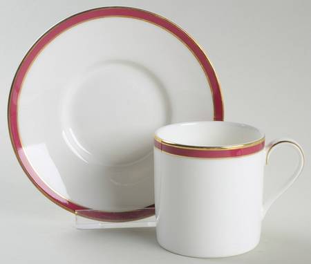Saturn Ruby Crimson Flat Demitasse Cup & Saucer Set