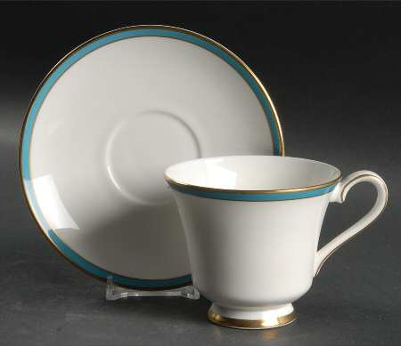 Saturn Turquoise Footed Cup & Saucer Set