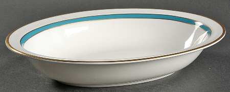 Saturn Turquoise 10" Oval Vegetable Bowl