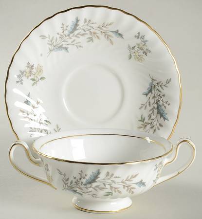 Seaforth Footed Cream Soup Bowl & Saucer Set