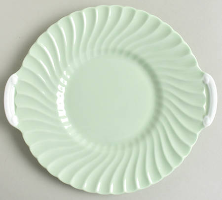 Shell Green Handled Cake Plate