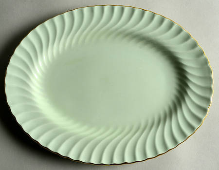 Shell Green and Gold 12" Oval Serving Platter