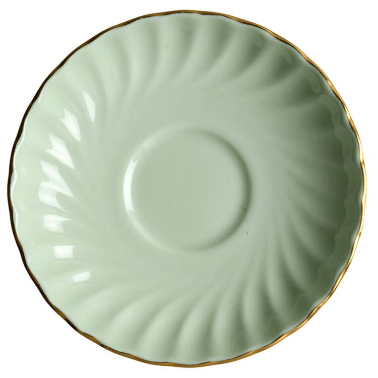 Shell Green and Gold Saucer for Demitasse Cup