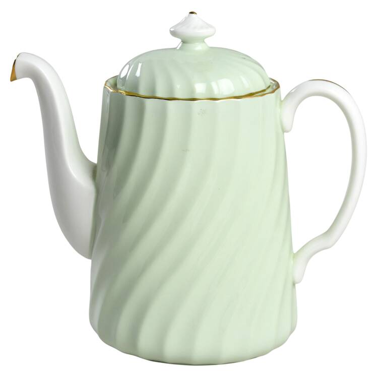 Shell Green and Gold Coffee Pot & Lid