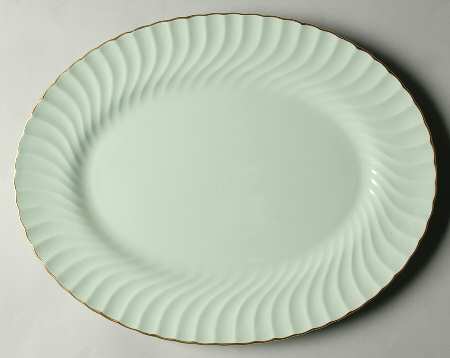 Shell Green and Gold 15" Oval Serving Platter