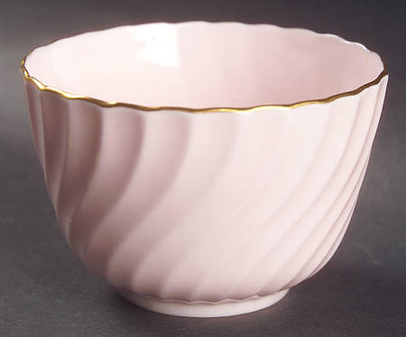 Shell Pink and Gold Open Sugar Bowl