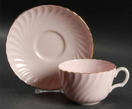 Shell Pink and Gold Flat Cup & Saucer Set