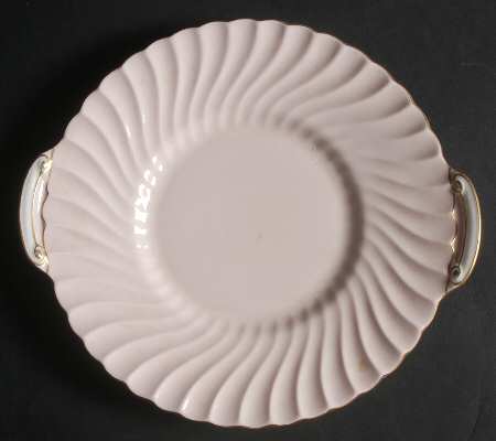 Shell Pink and Gold Handled Cake Plate