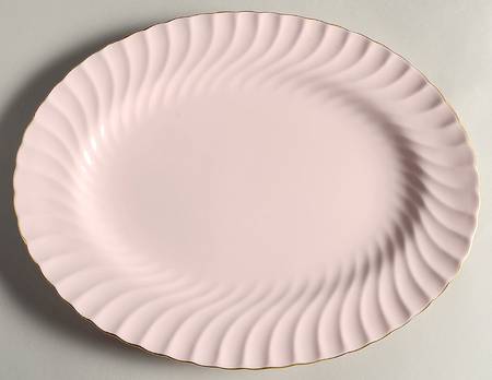 Shell Pink and Gold 15" Oval Serving Platter