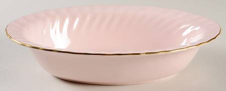 Shell Pink and Gold 10" Oval Vegetable Bowl