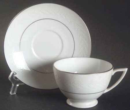 Silver Laurel Footed Cup & Saucer Set