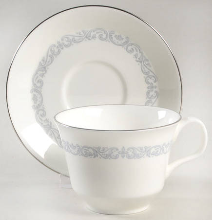 Silver Scroll Flat Cup & Saucer Set