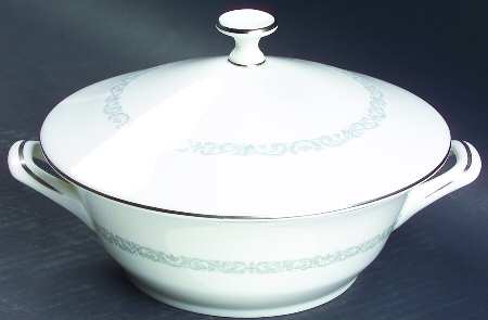 Silver Scroll Round Covered Vegetable