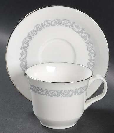 Silver Scroll Flat Demitasse Cup & Saucer Set