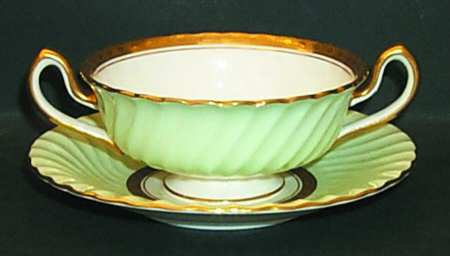 Somerset Green Footed Cream Soup Bowl & Saucer Set