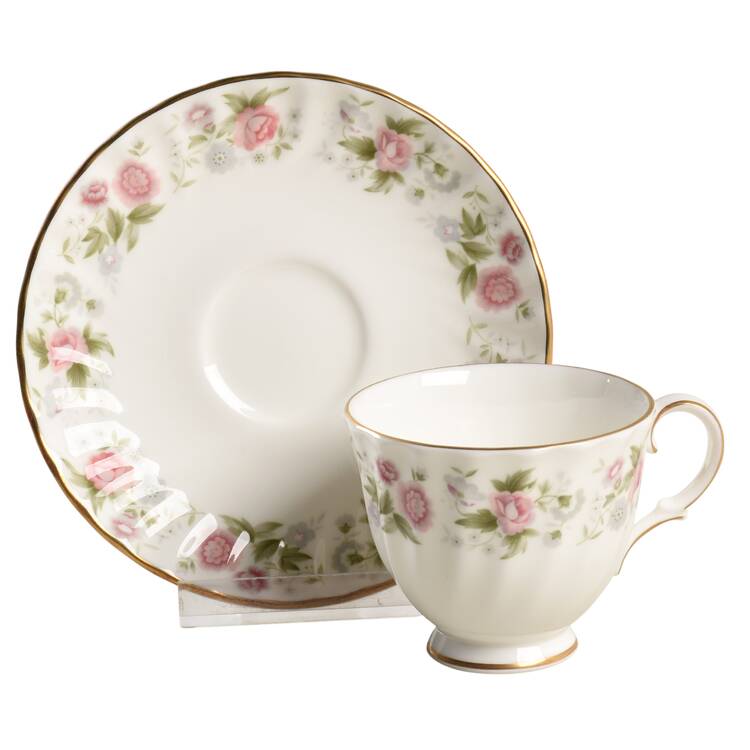 Spring Bouquet Footed Demitasse Cup & Saucer Set