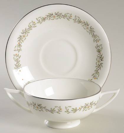 Spring Footed Cream Soup Bowl & Saucer Set