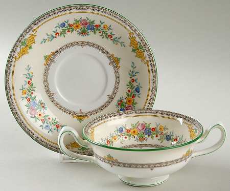 Stanwood Footed Cream Soup Bowl & Saucer Set