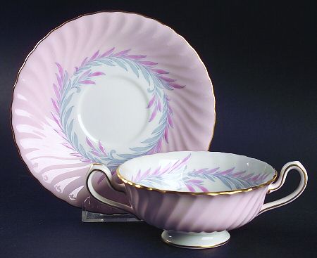Symphony Pink Footed Cream Soup Bowl & Saucer Set