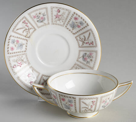 Tapestry (Gold Trim) Footed Cream Soup Bowl & Saucer Set