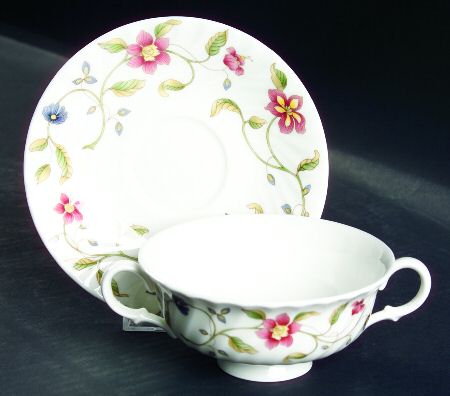 Tapestry (Newer, No Trim, S770) Footed Cream Soup Bowl & Saucer Set