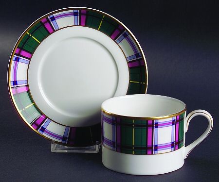 Tartan Royale Flat Cup & Saucer Set