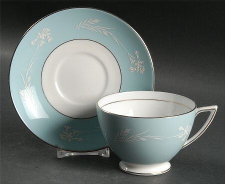 Turquoise Cameo Footed Cup & Saucer Set