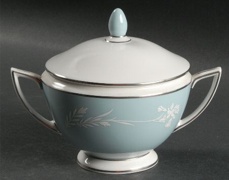 Turquoise Cameo Sugar Bowl & Lid