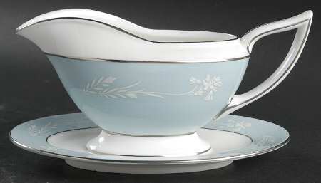Turquoise Cameo Gravy Boat with Attached Underplate