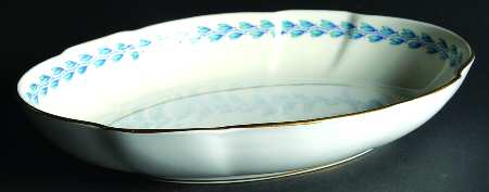 Turquoise Wreath 10" Oval Vegetable Bowl
