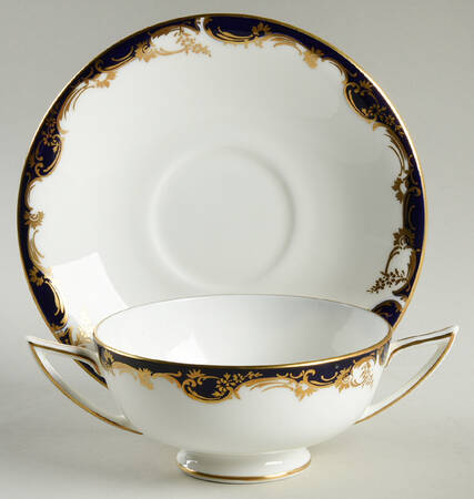 Versailles Footed Cream Soup Bowl & Saucer Set