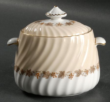 Vineyard Buff Sugar Bowl & Lid