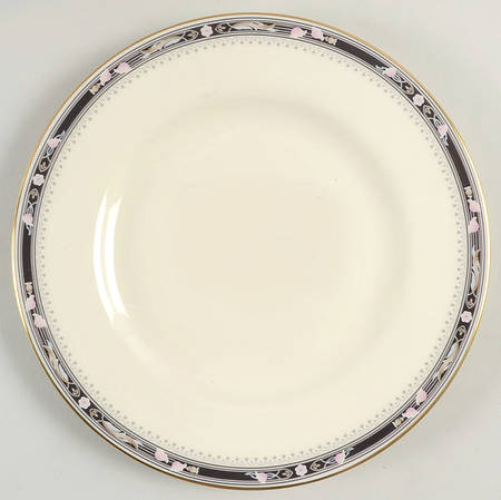 Warwick (Black Border, Pink Flowers) Bread & Butter Plate