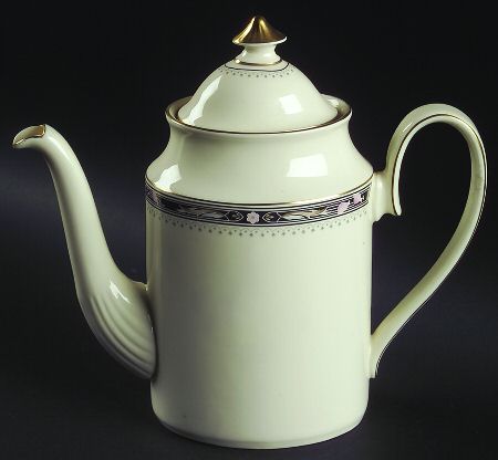 Warwick (Black Border, Pink Flowers) Coffee Pot & Lid