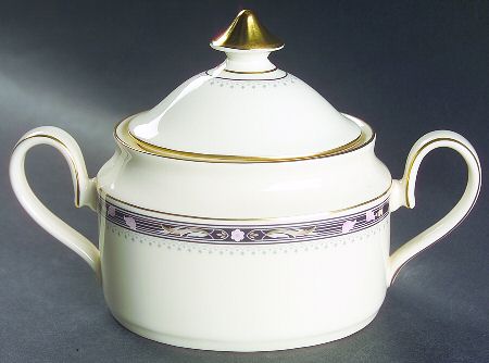 Warwick (Black Border, Pink Flowers) Sugar Bowl & Lid