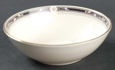 Warwick (Black Border, Pink Flowers) Fruit/Dessert (Sauce) Bowl