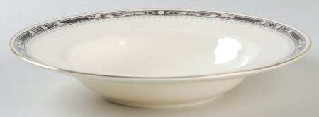 Warwick (Black Border, Pink Flowers) Rim Soup Bowl