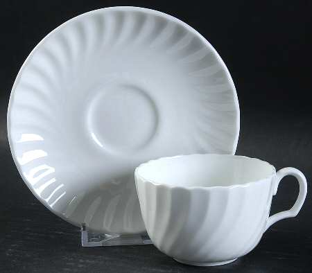 White Fife Flat Demitasse Cup & Saucer Set