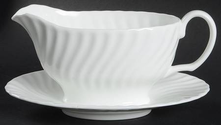 White Fife Gravy Boat with Attached Underplate