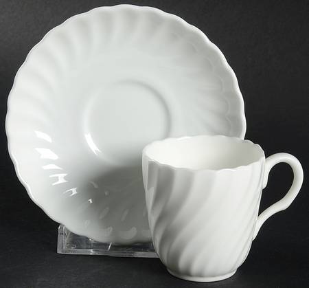 White Fife Flat Demitasse Cup & Saucer Set