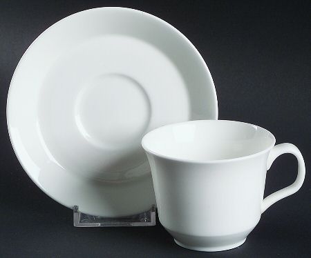 White Monarch Flat Demitasse Cup & Saucer Set