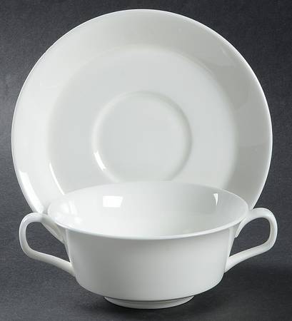 White Monarch Flat Cream Soup Bowl & Saucer Set